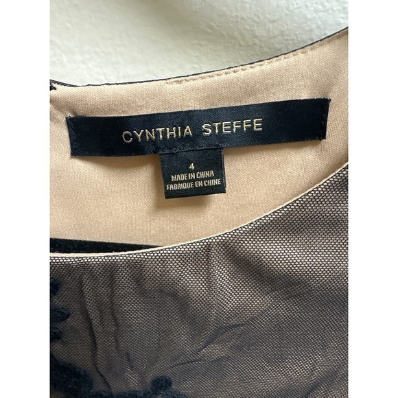 Cynthia Steffe Women's Lace Short Sleeve Embroidered Dress Black Size 4‎ - Picture 5 of 8